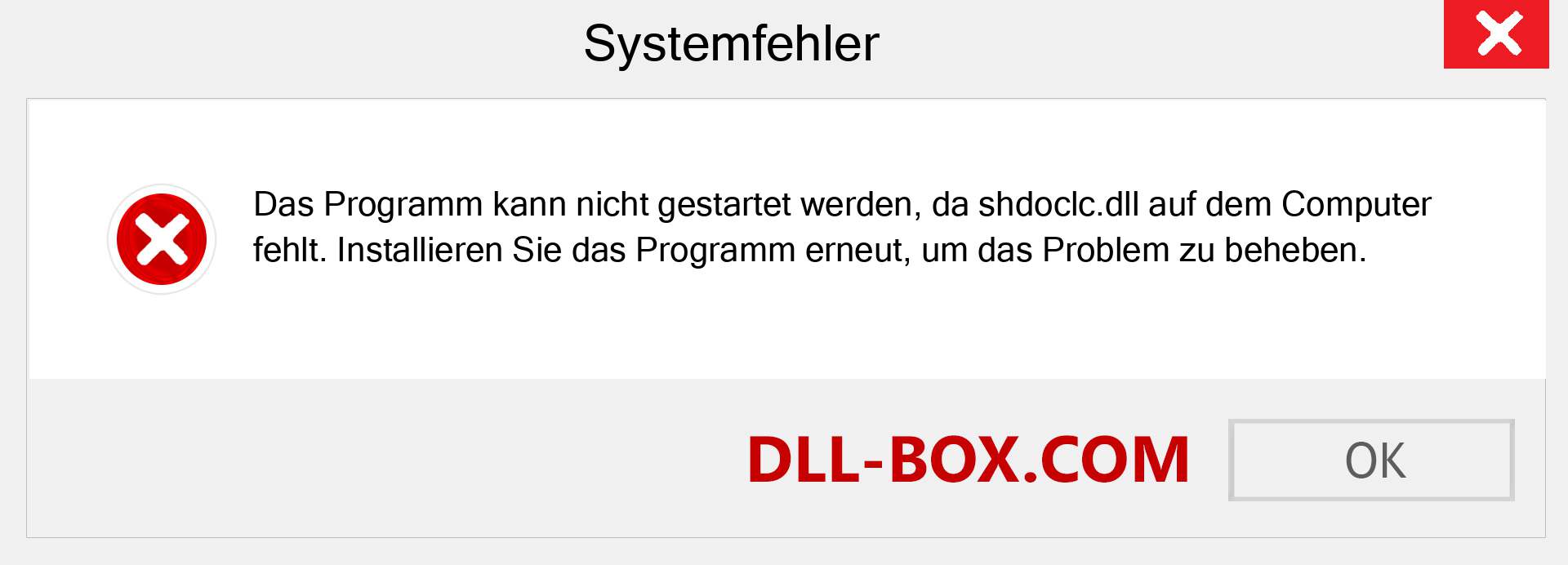 shdoclc.dll-Datei fehlt?. Download für Windows 7, 8, 10 - Fix shdoclc dll Missing Error unter Windows, Fotos, Bildern